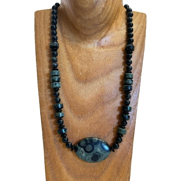 Stunning Natural Kambaba Jasper Gemstone Necklace Vintage Beaded Statement RARE - Picture 2 of 16